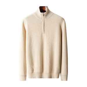 Suéter de lana de Mongolia con cuello redondo y cable trenzado, cálido, clásico, informal, con logo frontal, para invierno, de fábrica autónoma - Product Image 2