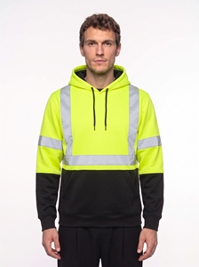 <b>Men</b> High Visibility Hoodie Reflective Safety Workwear Yellow <b>Black</b> <b>Fleece</b> Casual Autumn Wear - Product Image 1