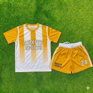 OEM Service Custom Logo Mens Football Professional Sportswear Set Jersey Shorts Breathable Fabric <b>Athletic</b> Uniform Team Training - Product Image 4