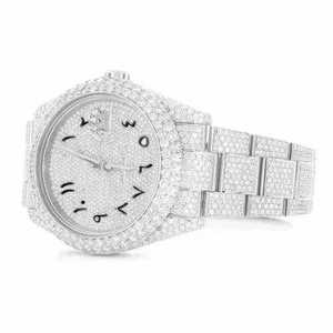 Luxury Fully Iced Out Moissanite <b>Quartz</b> <b>Watch</b> Yellow Gold for 40mm Business Glass Dial - Product Image 3