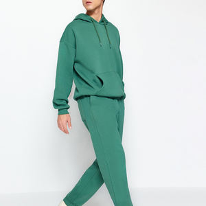 Pantalon droit en molleton français de haute qualité avec logo personnalisé, couleur unie, 100% coton, streetwear, pantalon de survêtement d'hiver pour homme - Product Image 3