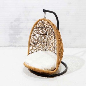 Trending PE Rattan Hanging Cat Nest Chair with White <b>Cushion</b> Pet Furniture for <b>Small</b> Cats Breathable Design All Seasons Use - Product Image 1