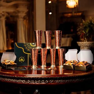 Hammered copper <b>glass</b> <b>set</b> pure copper <b>tumblers</b> for drinking water Ayurvedic health kitchen use - Product Image 5