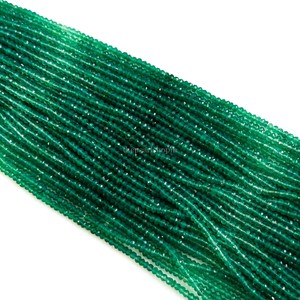 Cuentas facetadas de ónix verde natural de alta calidad, hilo de piedras preciosas de ónix verde degradado de 3.5 mm y 13 pulgadas para la fabricación de joyería. - Product Image 2