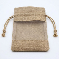Sac à cordon en jute écologique, biodégradable, durable, avec fenêtre transparente, logo personnalisé imprimé, pour bijoux et cadeaux