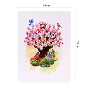 Carte de vœux pop-up 3D Saint-Valentin avec arbres de magnolia romantiques, gaufrage et impression dorée - Product Image 4