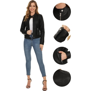 Chaqueta de Motocicleta para Mujer, de Moda, en Cuero Genuino de Oveja, con Cierre y Forro de Lana Cruda, Alta Calidad, Gran Venta - Product Image 3