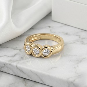 0.70CTW Three <b>Stone</b> Round Solitaire Bezel set Diamond Ring - Product Image 2