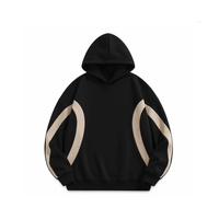 Sweat-shirt à capuche surdimensionné pour homme, noir uni, en coton tricoté, coupe décontractée printemps, manches classiques, impression numérique