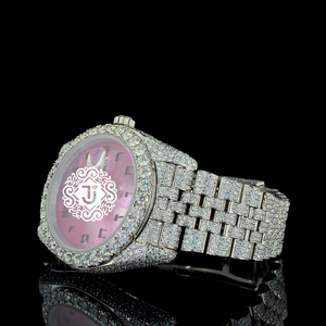 Montre de luxe haut de gamme entièrement automatique avec mouvement à quartz sertie de diamants Moissanite VVS, bracelet en acier inoxydable, disponible en promotion - Product Image 2