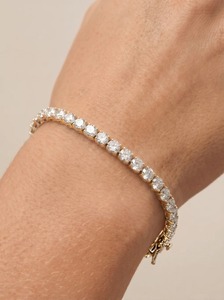 Bracelet en diamant de laboratoire de 5 carats en or jaune et blanc 14 carats, taille ronde, certifié IGI, pour fiançailles et mariage - Product Image 2