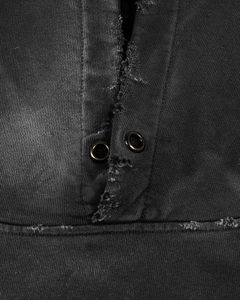 Sudadera con Capucha Corta de Algodón Oversize Negra con Lavado Ácido, Estilo Único, Vintage, Desgastada, de Felpa Francesa, Personalizada, Precio Bajo - Product Image 4