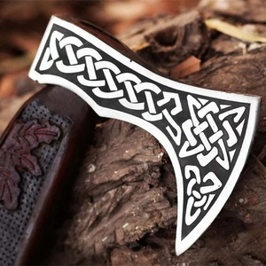 Hacha Vikinga Jexmoo Enterprises con Cabeza de Lobo, Mango de Madera de Palisandro, Acero al Carbono de Grado Industrial, Nudo Celta, Hacha Nórdica - Product Image 2