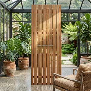 Clôture en bois Merbau. Écran vertical en bois, panneaux en bois pour intérieur et extérieur - Type C - Product Image 3