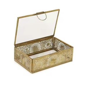 Modern Design Metal & Glass Jewelry <b>Box</b> Stylish <b>Trinket</b> Organizer for Rings Earrings Necklace Bracelet Vanity Display - Product Image 2