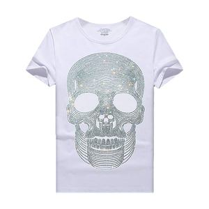 เสื้อยืดผู้ชายเทรนดี้ประดับคริสตัลลายกราฟิก ผ้าฝ้ายพรีเมียม แฟชั่นลำลอง - Product Image 5