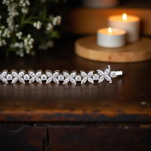 Marquise and Round Cut Diamond Bracelet Elegant Luxury Tennis Style Fine Jewelry Bracelet Gift for Women Anniversary Wedding - Product Image 4