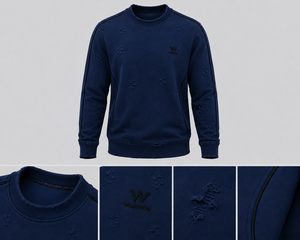 เสื้อสเวตเตอร์คอกลมผู้ชาย Warpro ผ้าถักเนื้อฝ้าย สวมใส่สบายๆ สำหรับฤดูใบไม้ร่วง ทรงปกติ โลโก้ปักด้านหน้า - Product Image 4