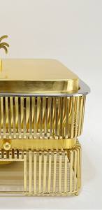 Luxury Gold Stainless Steel Square Chafing Dish <b>Buffet</b> <b>Food</b> <b>Warmer</b> Set with Palm Tree Handle & Vertical Slat Stand for Catering - Product Image 6
