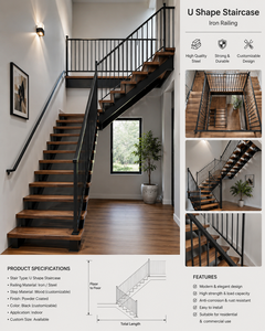 Poteau de rampe d'escalier en fer et acier inoxydable noir mat, fixation au sol, moderne, résistant à l'eau pour balustrades d'escalier - Product Image 4