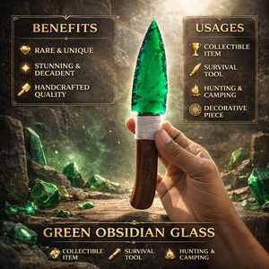 Cuchillo de Obsidiana Verde Hecho a Mano, Hoja de Cristal Duradera, Herramienta Decorativa Coleccionable, Regalo para el Hogar, Arte y Artesanía, Exhibición de Cristal - Product Image 2