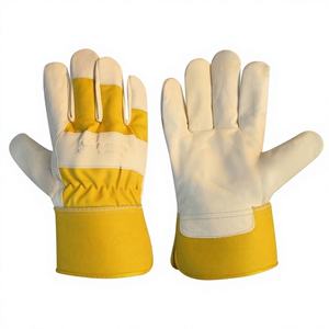 Guantes de Trabajo ISONZ Leather Zone de Piel de Becerro, Anti-Impacto, Anti-Golpes, con Puño Reforzado de Goma y Forro de Algodón - Product Image 1