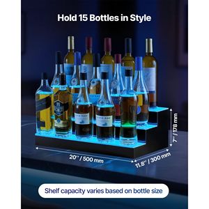 Espositore per Whisky a 3 Livelli da 20 Pollici con Illuminazione LED e Supporto USB, Scaffale Illuminato per Bar Domestico con Telecomando RF - Product Image 2