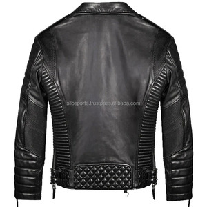 OEM Factory-Made Pure Black Men's Motorbike Leather <b>Jacket</b> Low Moq Custom-Made 100%High Quality Wholesale Leather Fashion <b>Jacket</b> - Product Image 4