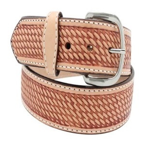 Cinturón de Cuero Genuino Estilo Western con Patrón de Cesta Trenzada, Color Bronceado, Hebilla Plateada, Estilo Casual, Duradero, Cuero Vacuno de Grano Completo - Product Image 6