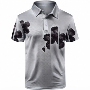 Camisa de Manga Corta con Cierre para Hombre, Diseño Color Block, Tejido Deportivo Informal, Antiarrugas, Secado Rápido, Largo Regular, Verde Gris con Bolsillo - Product Image 2