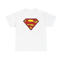T-shirt à manches courtes pour homme avec logo Superman, coupe classique, jersey de coton, col rond, style décontracté, imprimé sur le devant, design de personnage