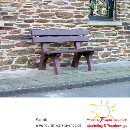 Rheintal 1.50 m Recycled Plastic Patio Bench with Backrest Available in Brown or Brown/Grey