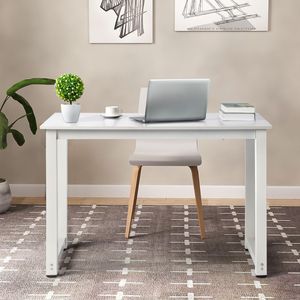Scrivania moderna per computer in truciolato bianco con piedini in acciaio Triamine e struttura P2 110 cm - Product Image 5