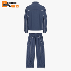 Survêtement unisexe personnalisé streetwear à capuche grande taille hiver imprimé uni en maille polyester imperméable coupe-vent pour homme - Product Image 3