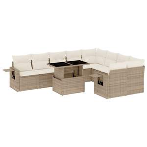 Ensemble de canapés de jardin en rotin beige avec structure en acier et verre trempé, mobilier d'extérieur pour usage en jardin - Product Image 4