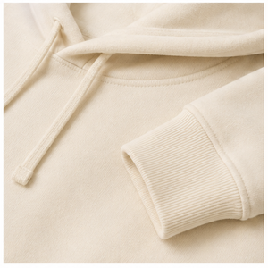 Sweat à capuche classique décontracté pour homme en coton peigné, couleur ivoire, avec cordon de serrage ton sur ton et poches latérales, personnalisable MHOOD-0045 - Product Image 6