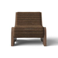 Fauteuil de salon moderne Sageliving, confortable, rembourré en tissu marron avec structure en bois pour le salon