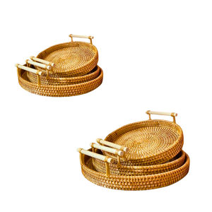 Plateau en rotin tressé à la main, panier de rangement pour fruits, plateau décoratif fait main pour servir, ranger et présenter - Product Image 1