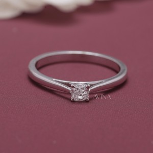IGI Certified Cushion Cut Solitaire Diamond <b>Ring</b> in Solid 925 Sterling Silver - Product Image 1