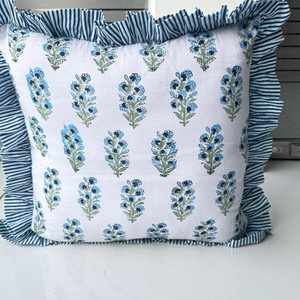 Funda de Cojín con Volantes Florales, Cuadrada, Estampada, 100% Algodón, Hecha a Mano, Estilo Vintage, Decorativa para el Hogar - Product Image 6