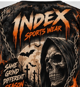 Index Camiseta con estampado de calabaza y murciélago de Halloween para hombre, manga corta, cuello redondo, diseño gótico, corte regular - Product Image 6