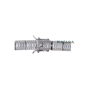 Bracelet tennis en moissanite, argent 925 plaqué rhodium, coupe baguette, géométrique, bracelet de luxe pour femmes - Product Image 2