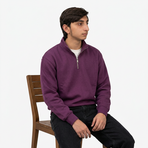 Sweat-shirt personnalisé pour homme à col montant zippé, en molleton mélangé de coton, coupe ample, style streetwear moderne et décontracté - Product Image 6