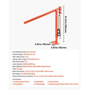 Estrattore per Pali a T da 36 Pollici per Recinzioni, Strumento per Rimozione Pali con Catena di Sollevamento da 47 Pollici, Verricello Salva-Lavoro - Product Image 4
