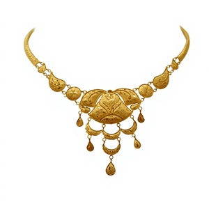 22K Solid Gold <b>Necklace</b> Traditional Ethnic Design Handcrafted Real Yellow Gold Jewelry Elegant <b>Statement</b> Gold Chain <b>Necklace</b> - Product Image 2