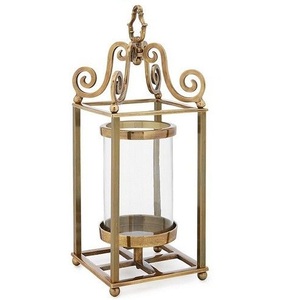 Portavelas Decorativo con Marco de Metal y Follaje Dorado, Linterna de Vidrio con Motivo de Hojas Hecha a Mano para Decoración del Hogar - Product Image 4