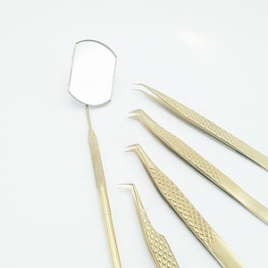 ชุดของขวัญกระจกสำหรับต่อขนตาและแหนบเคลือบทอง45องศา90องศาเครื่องมือแต่งหน้าขนตา - Product Image 2