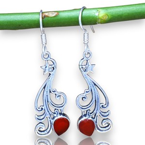 Pendientes de Aro Finos de Plata de Ley 925 con Piedra de Cornalina Hechos a Mano, de Moda, para Bodas, Venta al por Mayor para Regalos y Fiestas - Product Image 1
