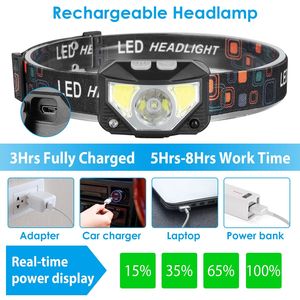 2Packs <b>Rechargeable</b> Motion Sensor Headlamp 6 Light Modes Torch <b>Flashlight</b> for Fishing Running Camping Hiking - Product Image 6