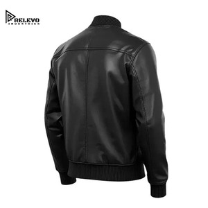 เสื้อแจ็คเก็ตบอมเบอร์หนัง PU สำหรับผู้ชายจาก Relevo Industries ทรงเข้ารูป คอปกพับได้ ซิปแบบมอเตอร์ไซค์ สไตล์ไบค์เกอร์ เหมาะสำหรับใส่ในฤดูใบไม้ร่วง - Product Image 3